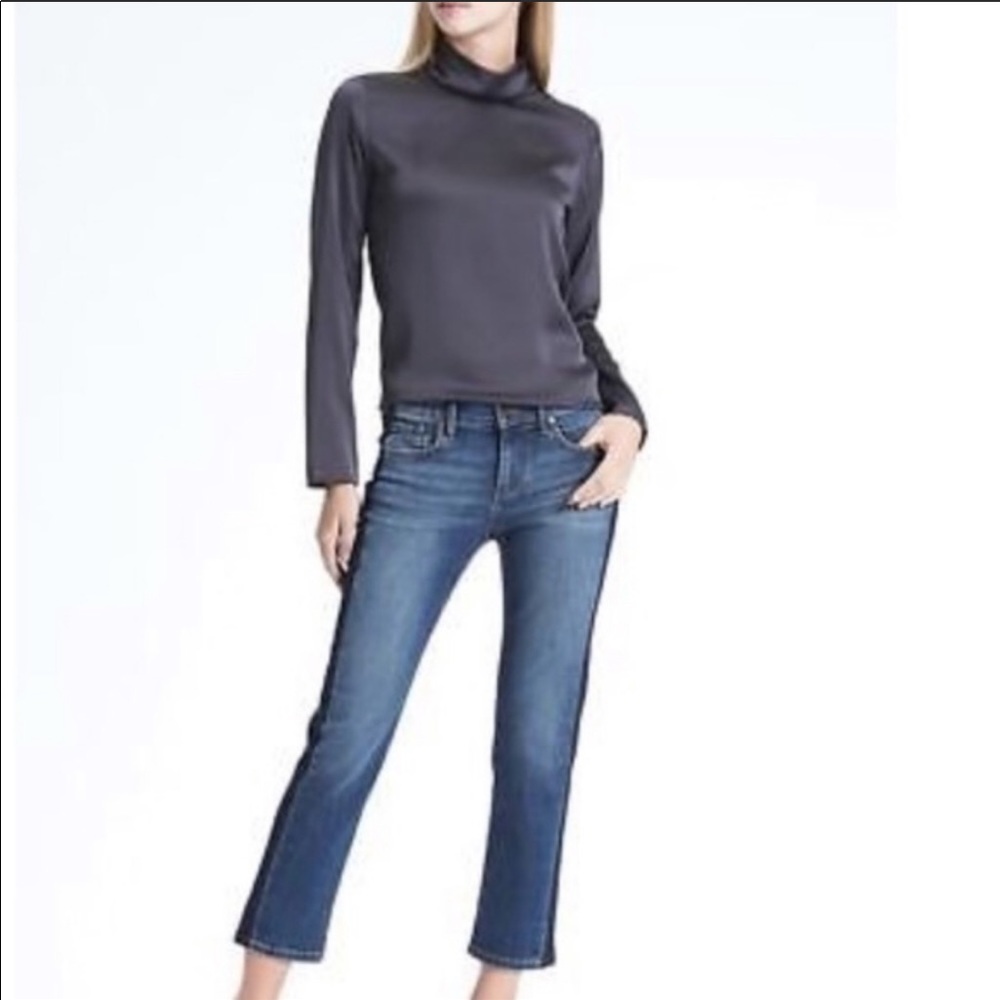 Banana Republic Scuba Neck Blouse Grey-Blue